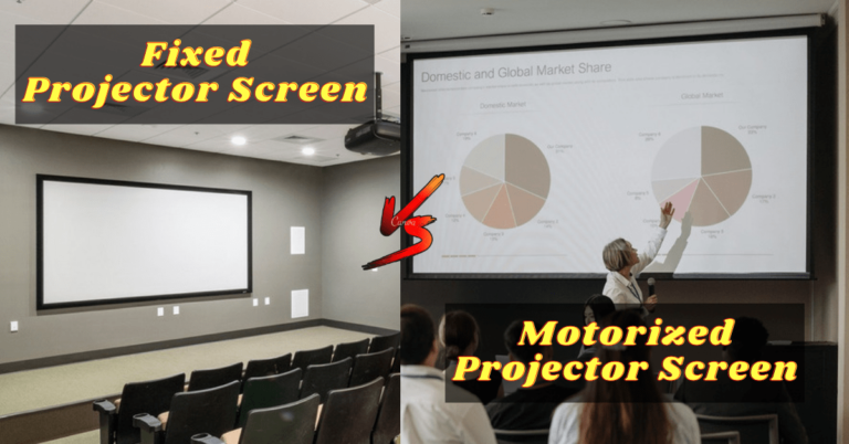 fixed screen vs motorized, motorized projector screen vs fixed